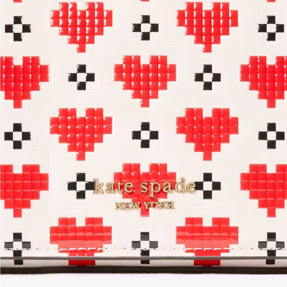 Kate Spade Pixel Hearts Devin Crossbody Flap Chain Wallet Bag NWOT - Picture 12 of 12